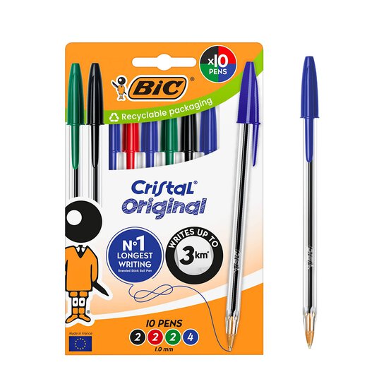 BIC Cristal Original Assorted Ballpoint Pens 10 Pack image number 2
