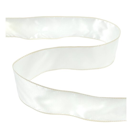 Light Cream Wire Edge Satin Ribbon 63mm x 3m image number 1