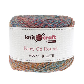 Knitcraft Blue Natural Pink Fairy Go Round Aran Yarn 150g