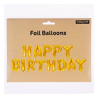 Gold Happy Birthday Foil Balloon Set image number 4