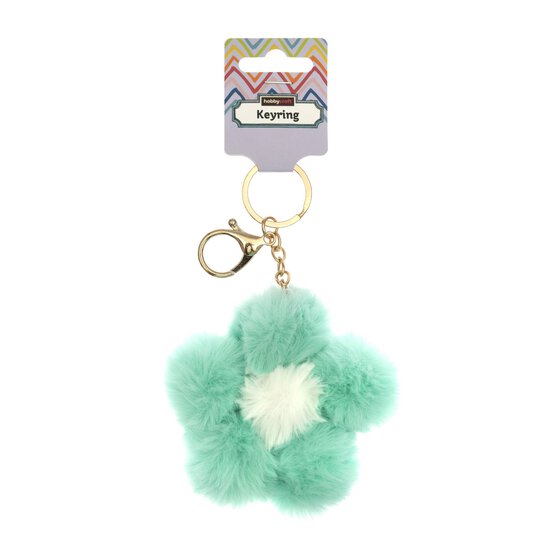 Green Pom Pom Flower Keyring image number 4