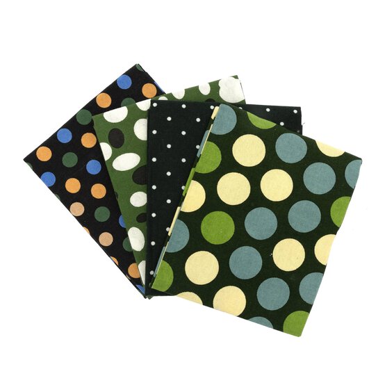 Green Polka Dot Cotton Fat Quarters 4 Pack image number 1