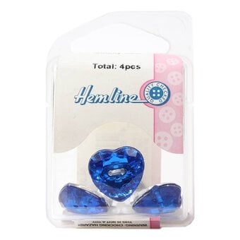 Hemline Royal Blue Novelty Crystal Button 4 Pack