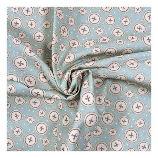 Toybox Treasures Sage Buttons Cotton Fabric by the Metre image number 1