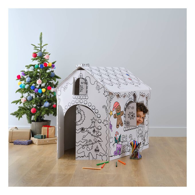Colour-In Christmas Cardboard Gingerbread House image number 1