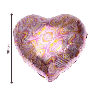 Large Pink Marble Foil Heart Balloon image number 2