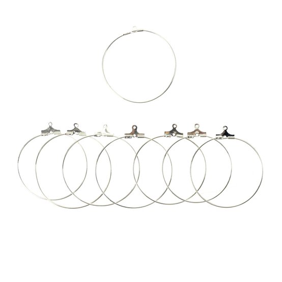 Silver Plated Hanging Hoops 35mm 8 Pack image number 2