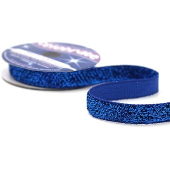 Metallic Cobalt Blue Woven Sparkle Ribbon 10mm x 2.5m image number 3