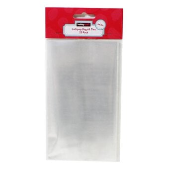 Clear Lollipop Bags with Ties 25 Pack