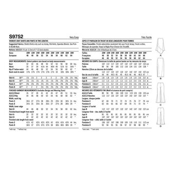 Simplicity Women's Skirts and Trousers  Sewing Pattern S9752 (W2 20W-28W)
