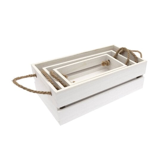White Wooden Decorative Storage Set 3 Pieces image number 3