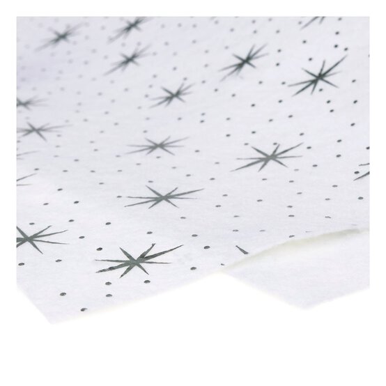 White Glitter Star Felt Sheet A4 image number 3