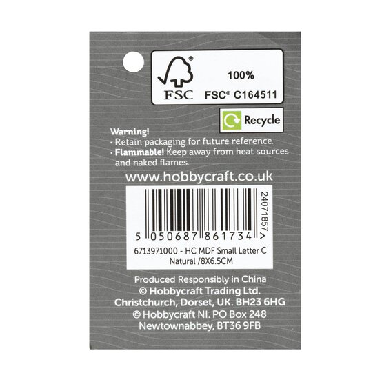 MDF Wooden Letter C 8cm image number 5