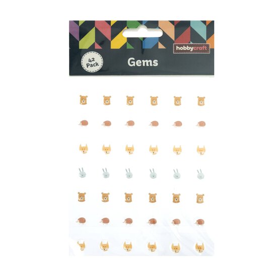 Adhesive Woodland Animal Gems 42 Pack  image number 3
