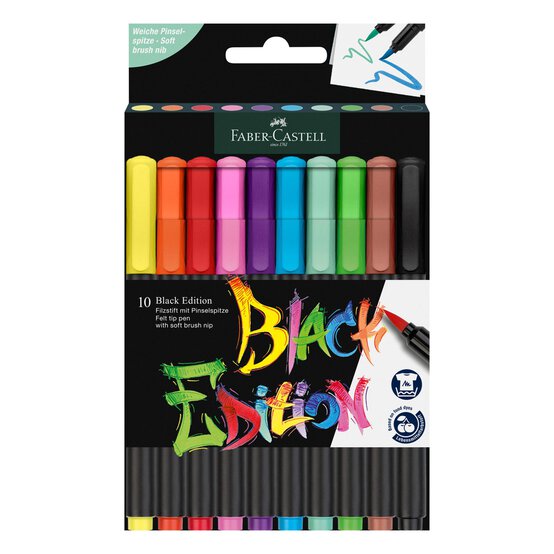 Faber-Castell Assorted Black Edition Brush Pen 10 Pack image number 1
