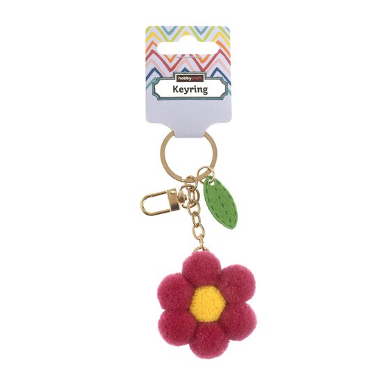 Pink Pom Pom Flower Keyring image number 4