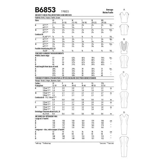 Butterick Women's Tunic and Dress Sewing Pattern B6853 (Y XSM-MED) image number 2