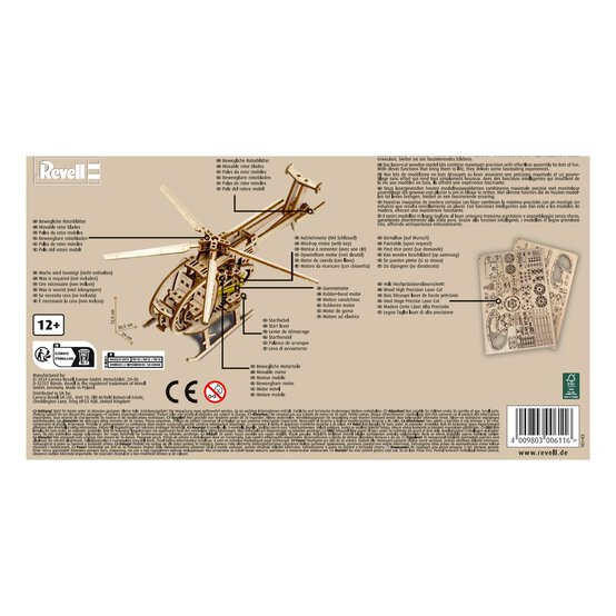 Revell Tiny Adventures Helicopter Wooden Model Kit image number 4