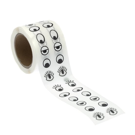 Black and White Craft Eyes Sticker Roll 1200 Pack image number 1