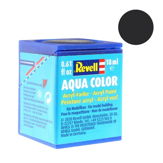 Revell Tar Black Matt Aqua Colour Acrylic Paint 18ml (106) image number 1