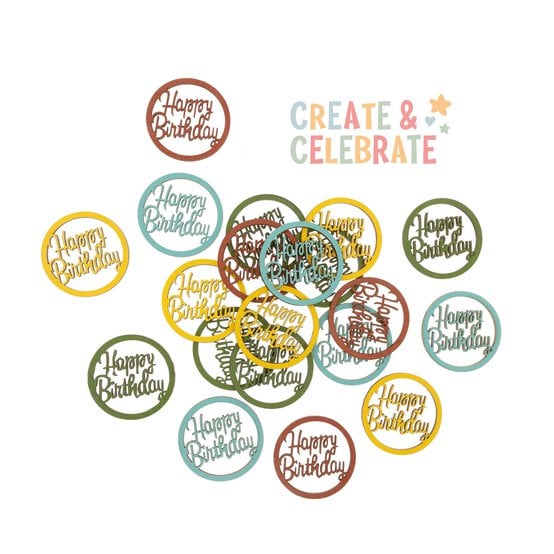 Create & Celebrate Happy Birthday Wooden Confetti 24 Pack image number 1