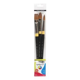 Daler-Rowney System3 Acrylic 302 Long Handle Brush Set 3 Pack