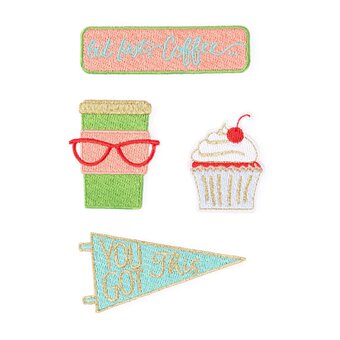 Coffee Time Iron-On Patches 4 Pack