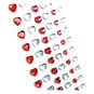 Red and Silver Adhesive Heart Gems 74 Pack image number 1