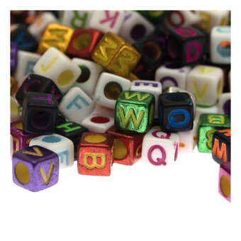Mixed Metallic Alphabet Beads 50g
