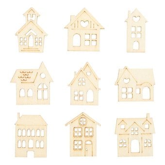 Papermania Mixed Wooden House Shapes 45 Pack