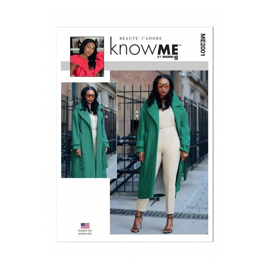 Know Me Women's Coat and Trousers  Sewing Pattern ME2001 (W3 30W-38W) image number 1