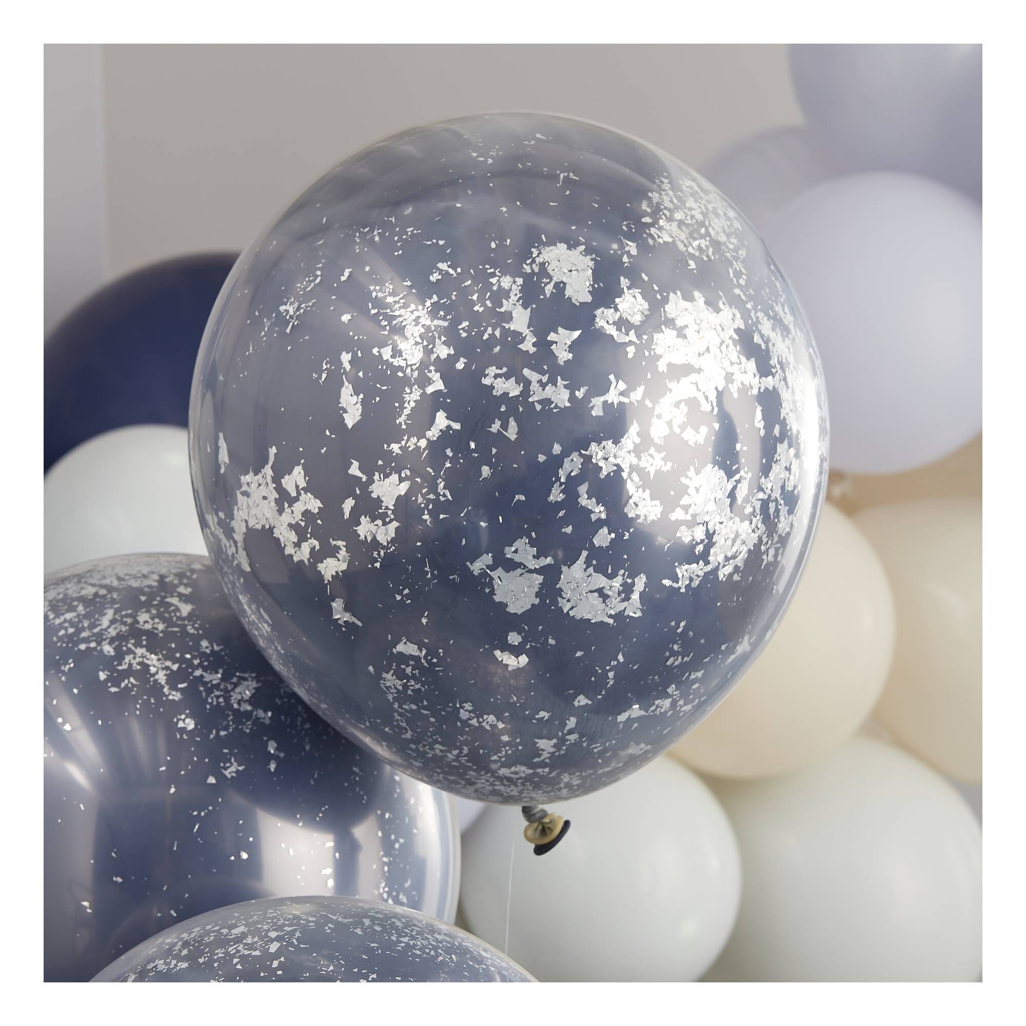 Ginger Ray Navy and Silver Double Layered Balloons 3 Pack Hobbycraft