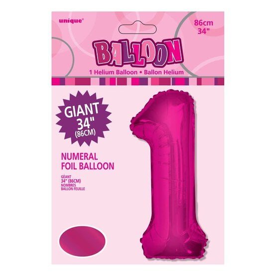 Extra Large Pink Foil 1 Balloon image number 2