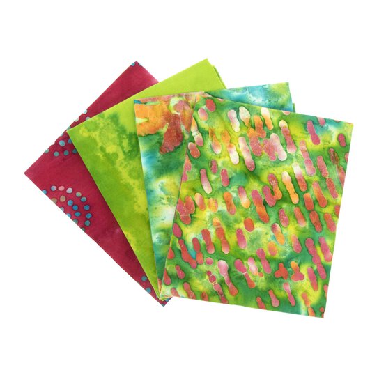 Green Batik Cotton Fat Quarters 4 Pack image number 1
