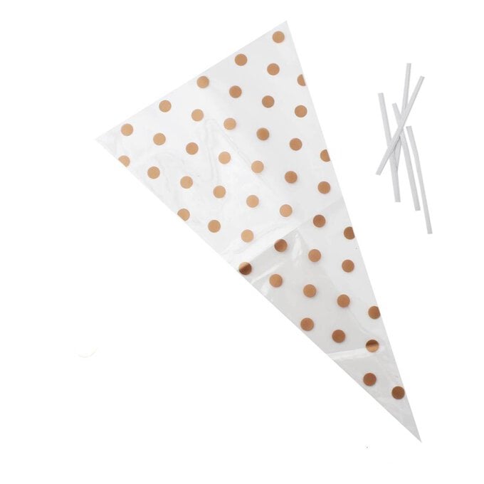 Ginger Ray Rose Gold Spot Cone Bags 10 Pack image number 1