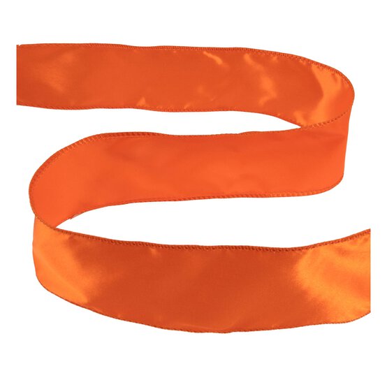 Orange Wire Edge Satin Ribbon 63mm x 3m image number 1