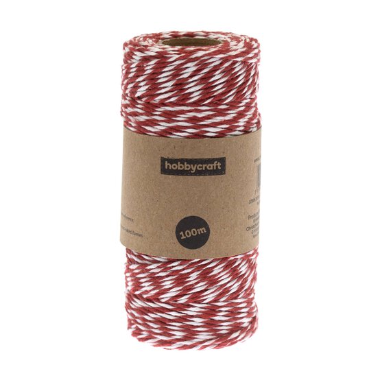 Red and White Twine 100m image number 3