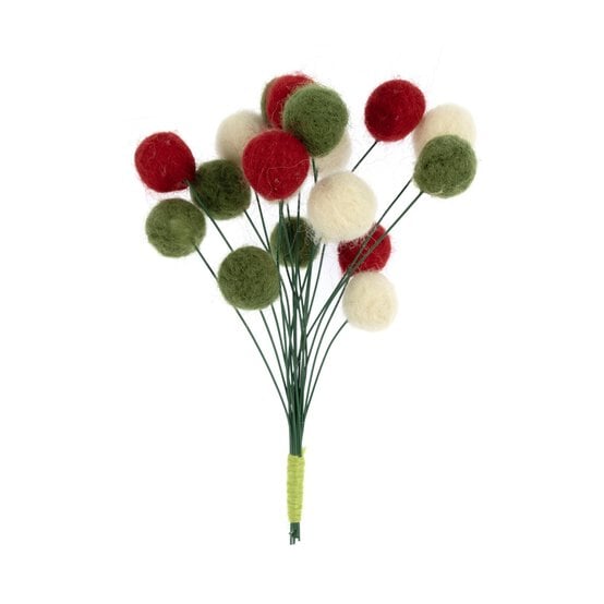 Mini Christmas Felted Pom Pom Pick 17cm image number 1