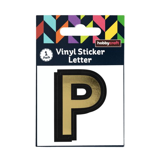 Black and Gold Vinyl Letter P Sticker 5cm image number 5