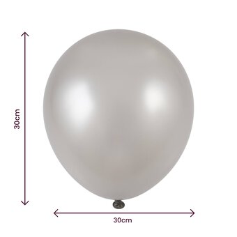 Silver Pearlised Latex Balloons 8 Pack