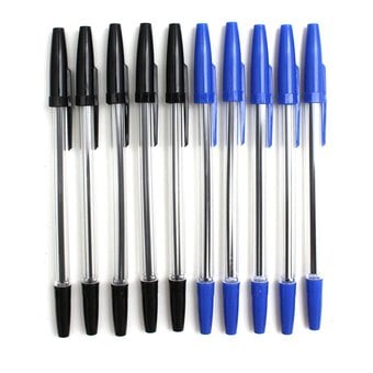 Blue and Black Ballpoint Pens 10 Pack