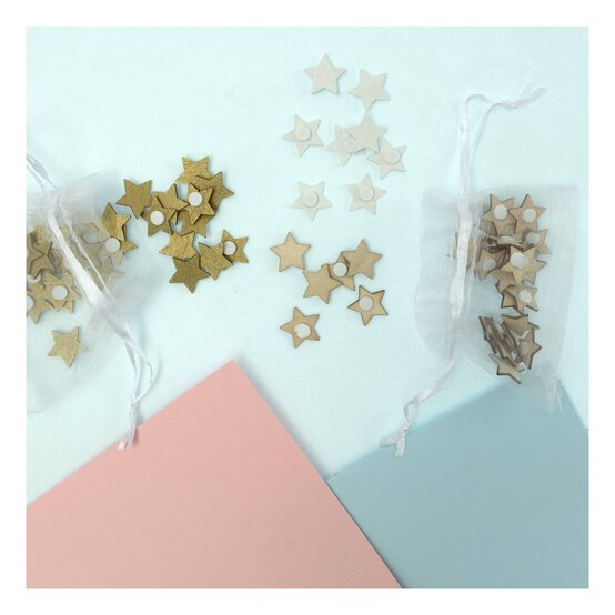 Natural Wooden Star Embellishments 30 Pack  image number 2