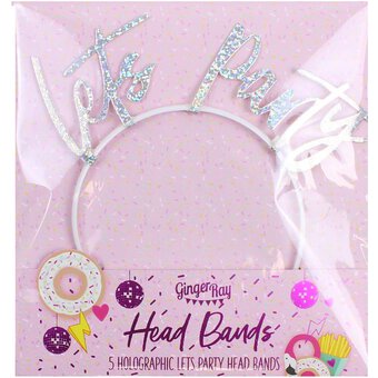 Ginger Ray Good Vibes Let's Party Headbands 5 Pack image number 3