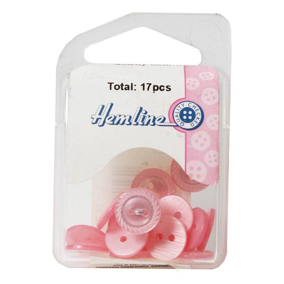 Hemline Pink Basic Cut Edge Button 17 Pack image number 2