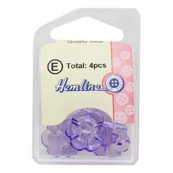 Hemline Lavender Novelty Flower Button 4 Pack