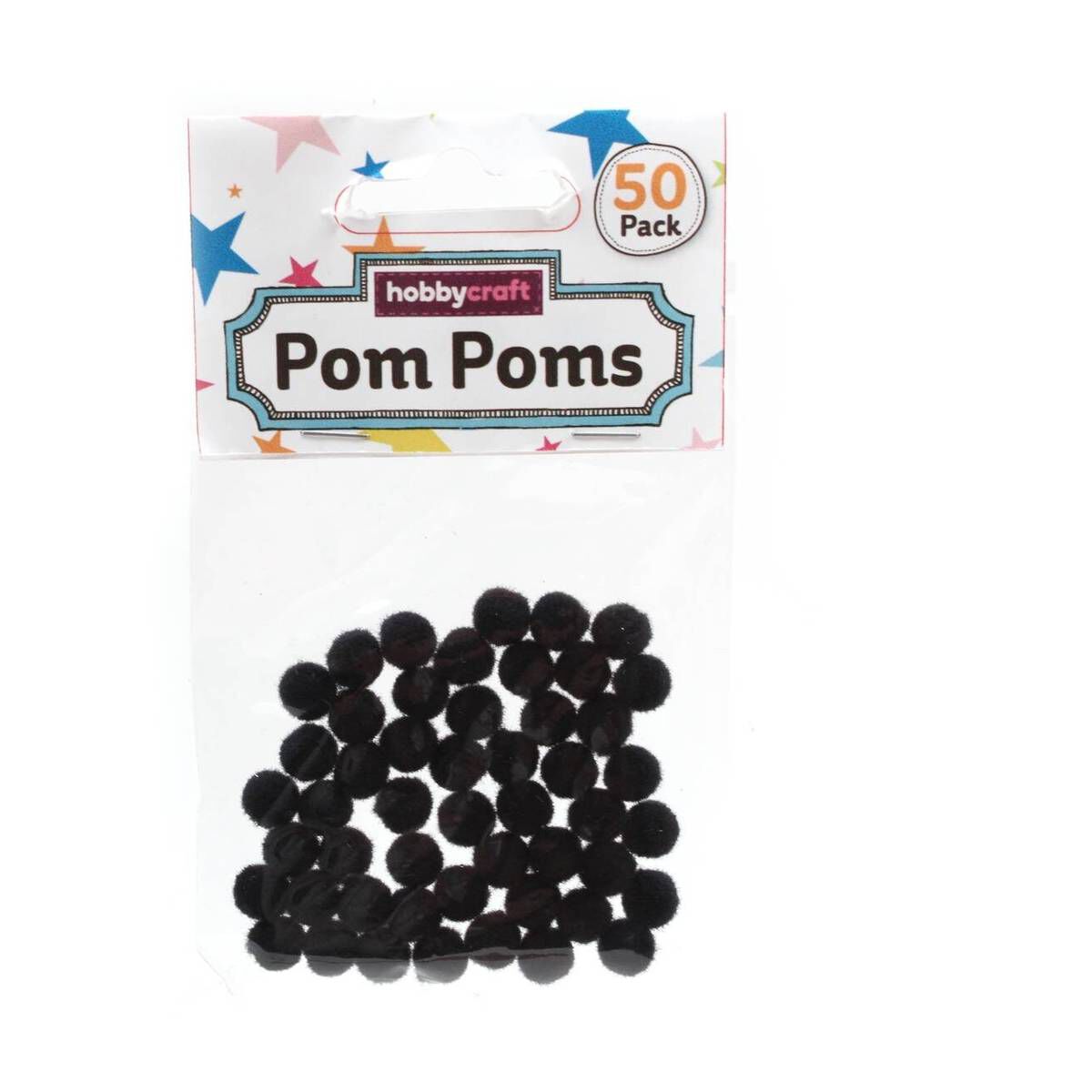 Black Pom Poms 7mm 50 Pack Hobbycraft