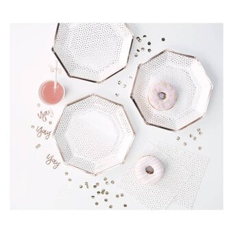 Ginger Ray Rose Gold Spotty Paper Plates 8 Pack image number 2