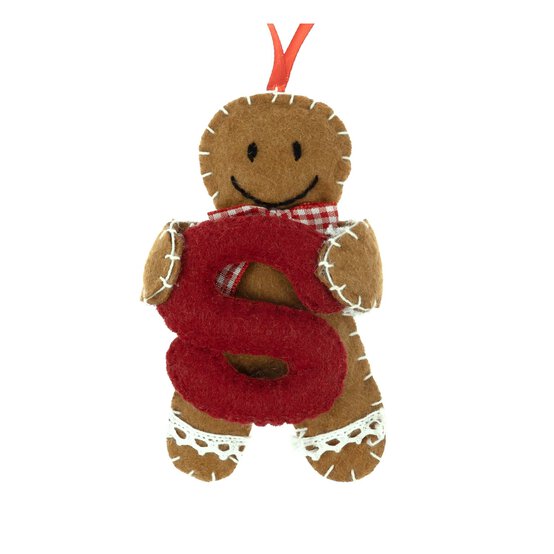 Hanging Gingerbread Felt Letter S Decoration image number 3