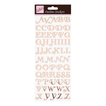 Anita's Rose Gold Uppercase Script Alphabet Outline Stickers
