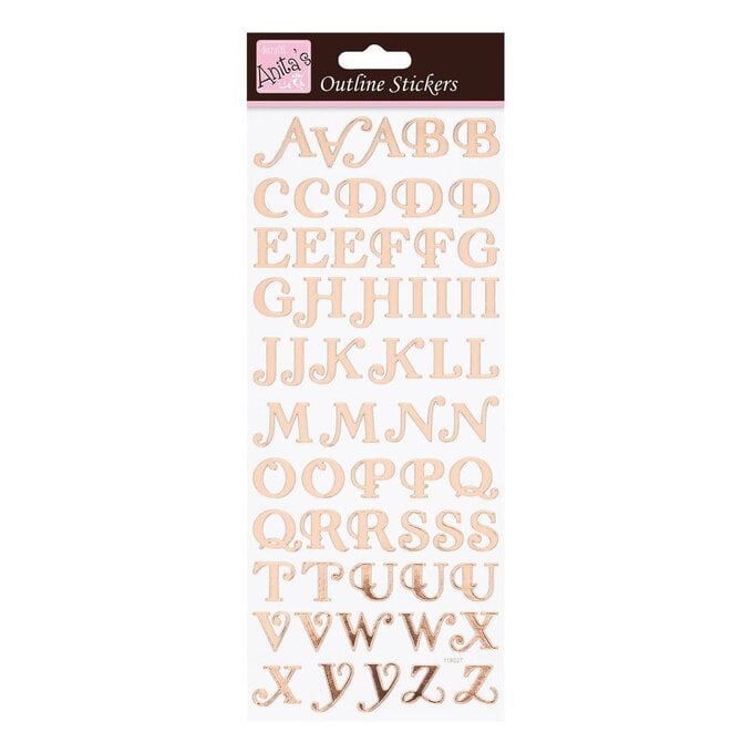 Anita's Rose Gold Uppercase Script Alphabet Outline Stickers image number 1